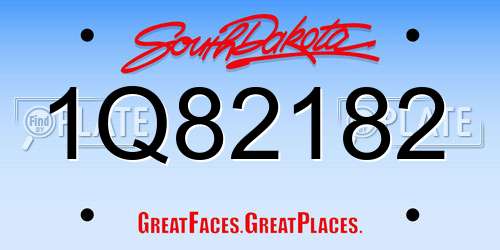 1Q82182 South Dakota License Plate