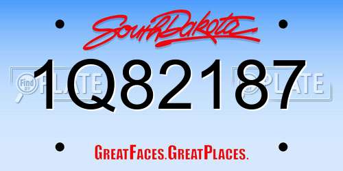 1Q82187 South Dakota License Plate