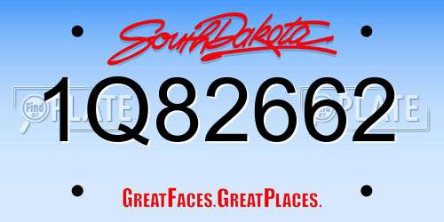 1Q82662 South Dakota License Plate