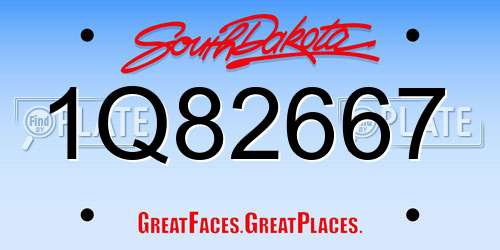 1Q82667 South Dakota License Plate