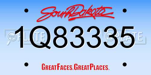 1Q83335 South Dakota License Plate
