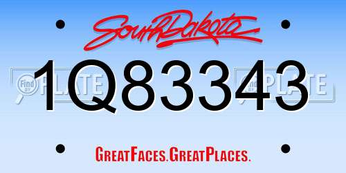 1Q83343 South Dakota License Plate