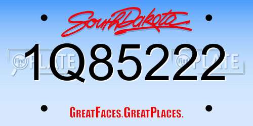1Q85222 South Dakota License Plate