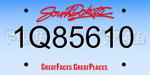 1Q85610 South Dakota License Plate