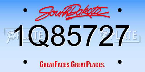 1Q85727 South Dakota License Plate