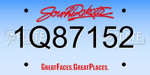 1Q87152 South Dakota License Plate