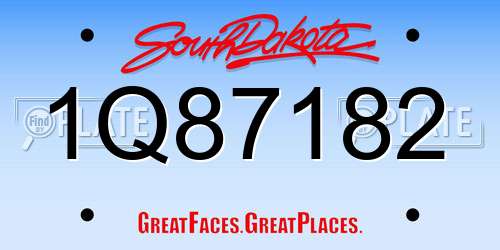 1Q87182 South Dakota License Plate