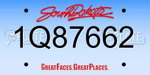 1Q87662 South Dakota License Plate