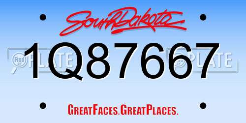 1Q87667 South Dakota License Plate
