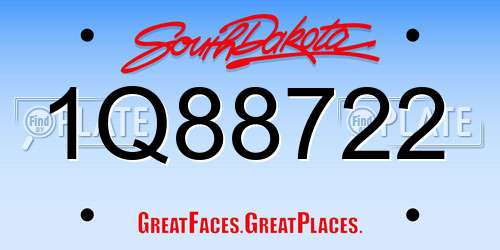 1Q88722 South Dakota License Plate
