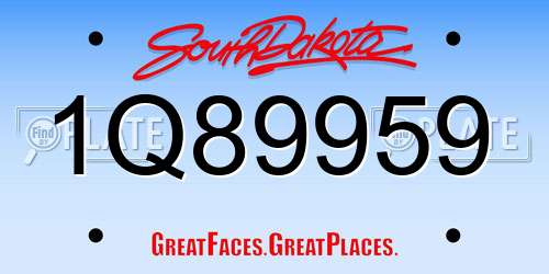 1Q89959 South Dakota License Plate