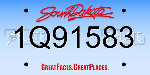 1Q91583 South Dakota License Plate
