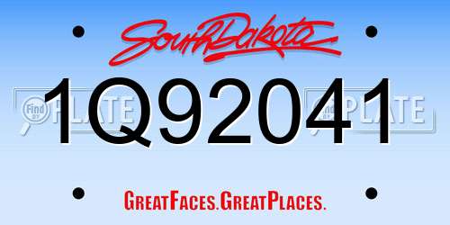 1Q92041 South Dakota License Plate