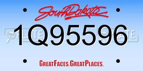 1Q95596 South Dakota License Plate