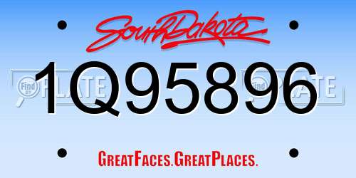 1Q95896 South Dakota License Plate
