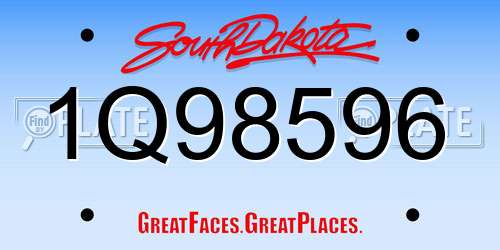 1Q98596 South Dakota License Plate