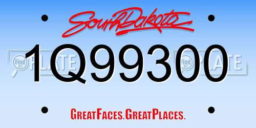 1Q99300 South Dakota License Plate
