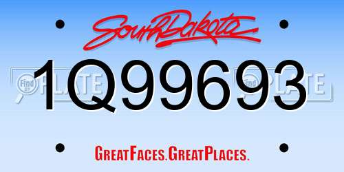 1Q99693 South Dakota License Plate