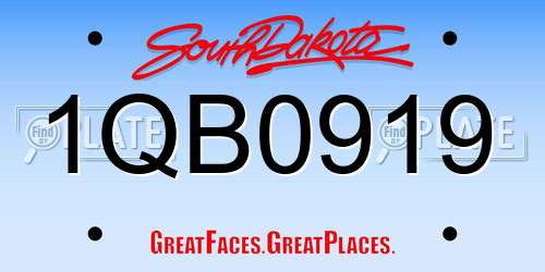 1QB0919 South Dakota License Plate