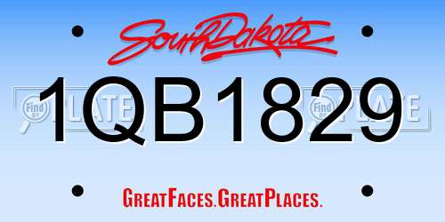 1QB1829 South Dakota License Plate
