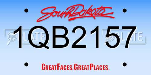 1QB2157 South Dakota License Plate