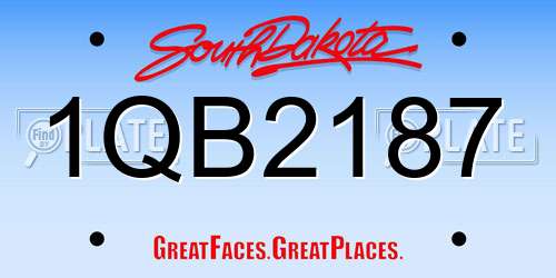 1QB2187 South Dakota License Plate