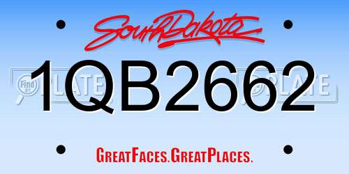 1QB2662 South Dakota License Plate