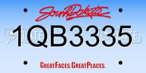 1QB3335 South Dakota License Plate