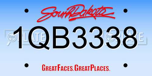 1QB3338 South Dakota License Plate
