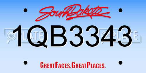 1QB3343 South Dakota License Plate