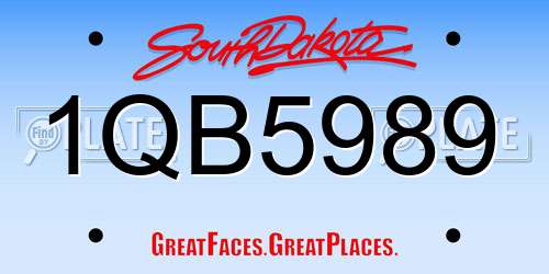 1QB5989 South Dakota License Plate