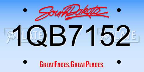 1QB7152 South Dakota License Plate