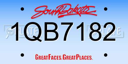 1QB7182 South Dakota License Plate