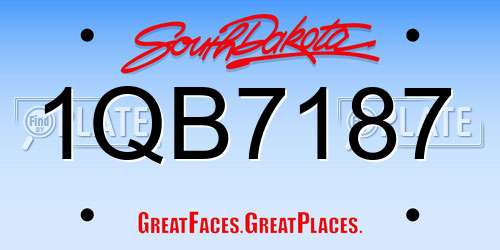 1QB7187 South Dakota License Plate