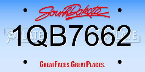 1QB7662 South Dakota License Plate