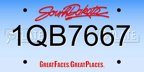 1QB7667 South Dakota License Plate