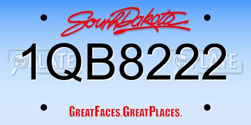 1QB8222 South Dakota License Plate