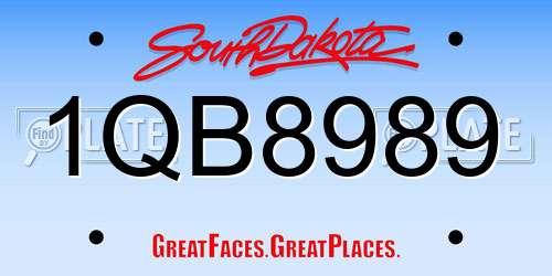 1QB8989 South Dakota License Plate