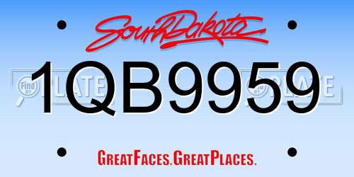 1QB9959 South Dakota License Plate