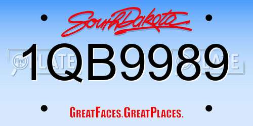 1QB9989 South Dakota License Plate