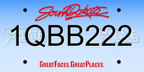 1QBB222 South Dakota License Plate