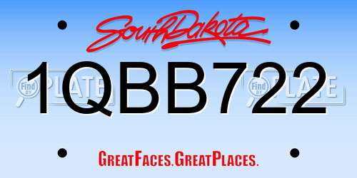 1QBB722 South Dakota License Plate