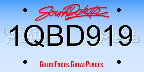 1QBD919 South Dakota License Plate