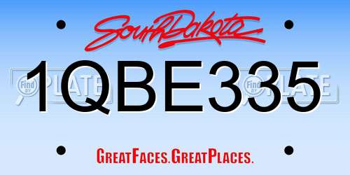 1QBE335 South Dakota License Plate