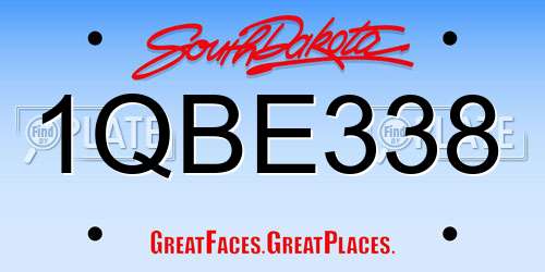 1QBE338 South Dakota License Plate