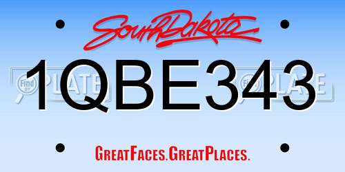 1QBE343 South Dakota License Plate