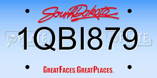1QBI879 South Dakota License Plate
