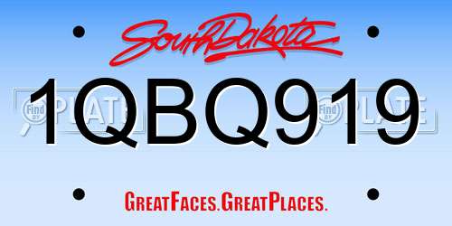 1QBQ919 South Dakota License Plate