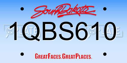 1QBS610 South Dakota License Plate