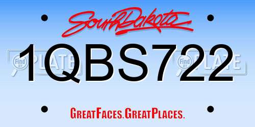 1QBS722 South Dakota License Plate